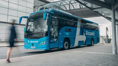 Aircoach transfer from Dublin Airport to Dublin City Centre Aircoach stopped at Dublin Airport